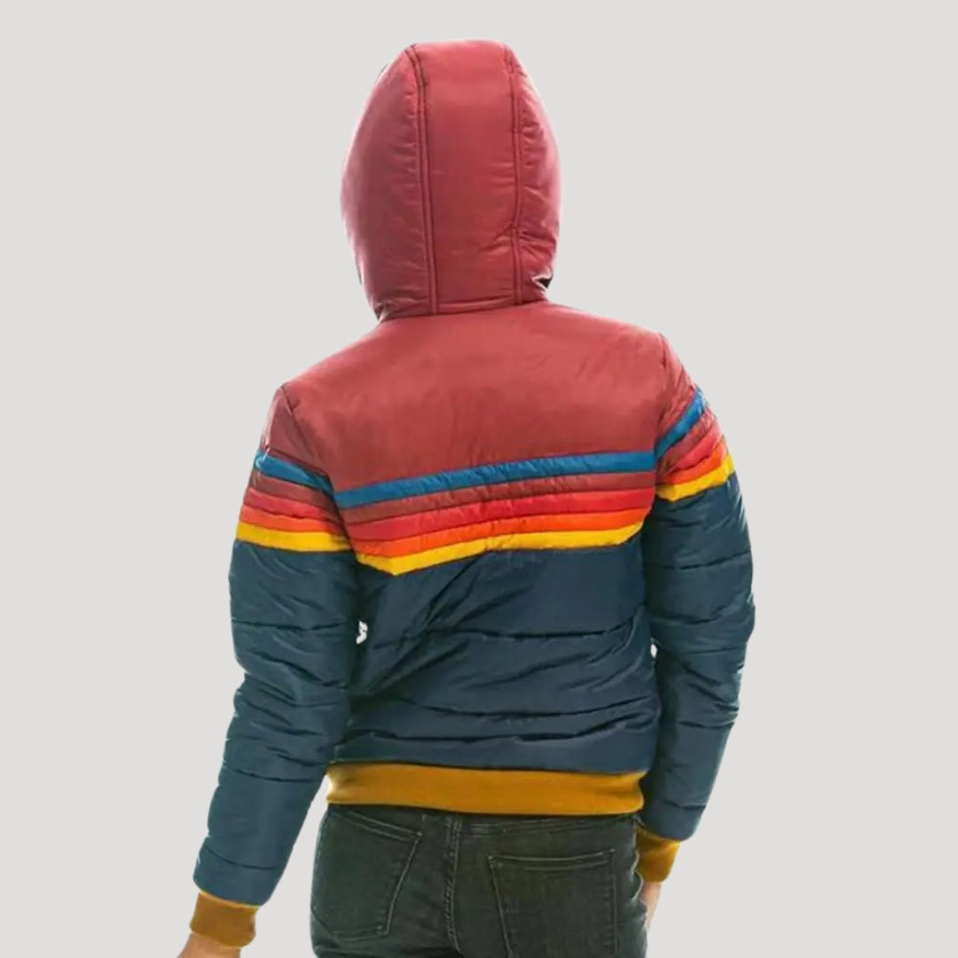 Orla | Women's Retro Inspired Puffer Jacket with Hood and Striped