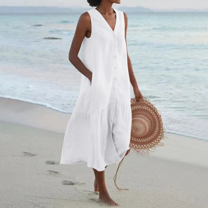 Helena | Women's Oversize Summer Dress with Sleeveless and Buttons