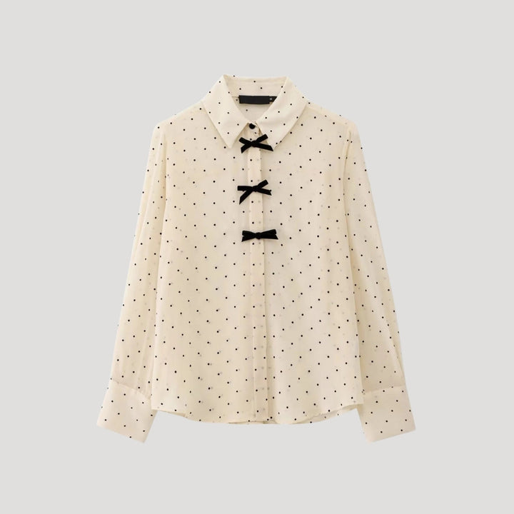 Elviane | Women’s Polka Dot Blouse with Bow Tie Neck