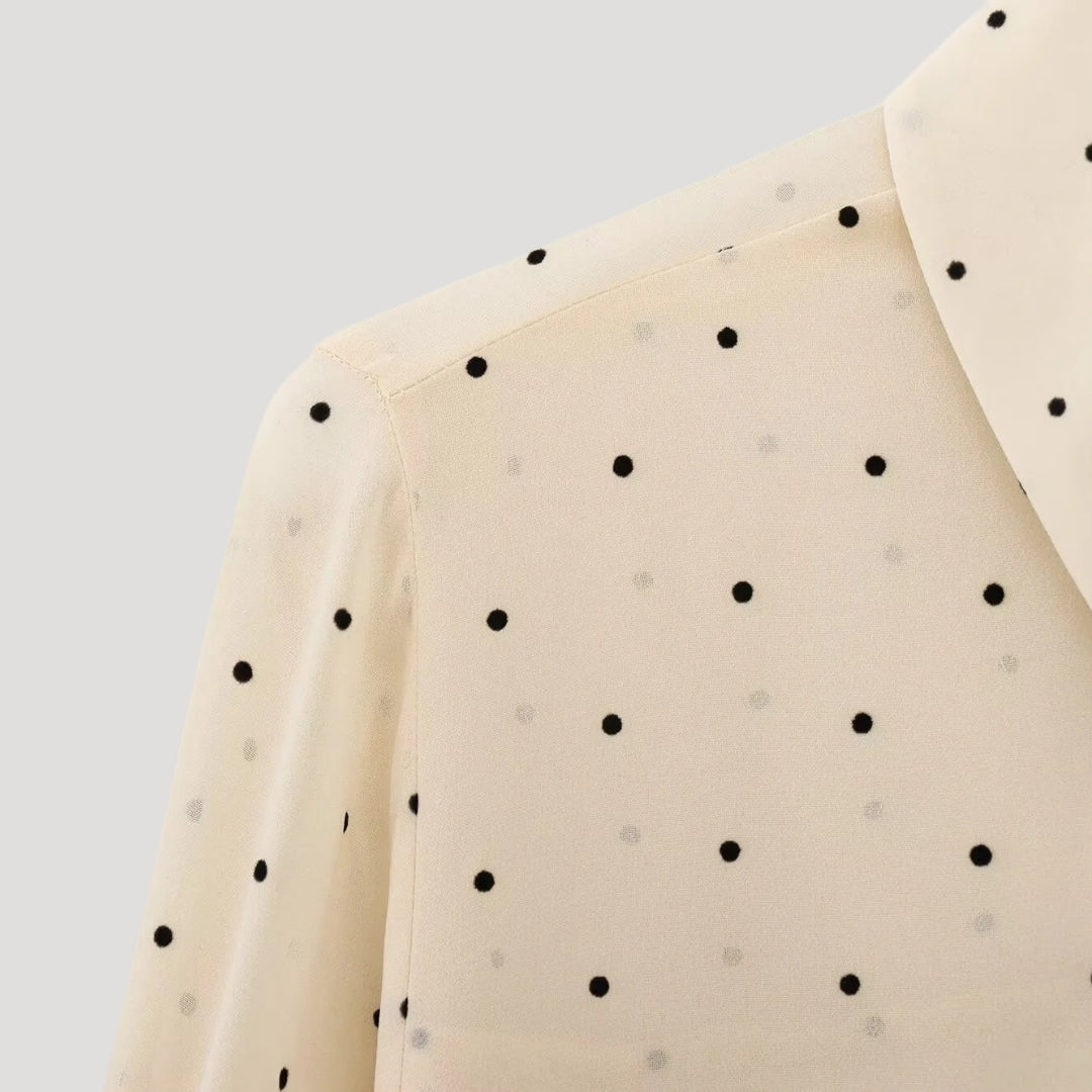 Elviane | Women’s Polka Dot Blouse with Bow Tie Neck