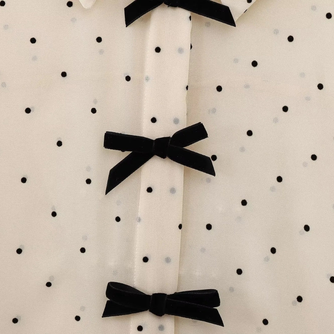 Elviane | Women’s Polka Dot Blouse with Bow Tie Neck