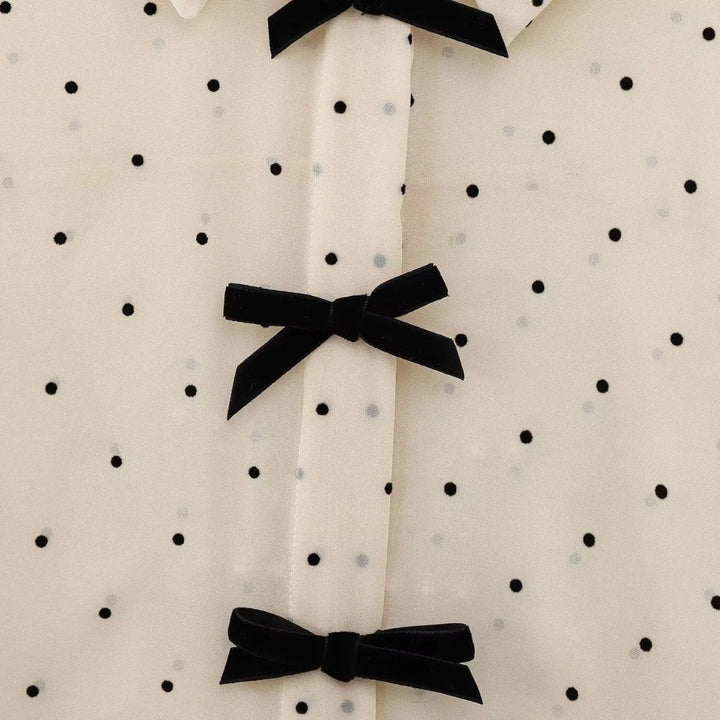 Elviane | Women’s Polka Dot Blouse with Bow Tie Neck