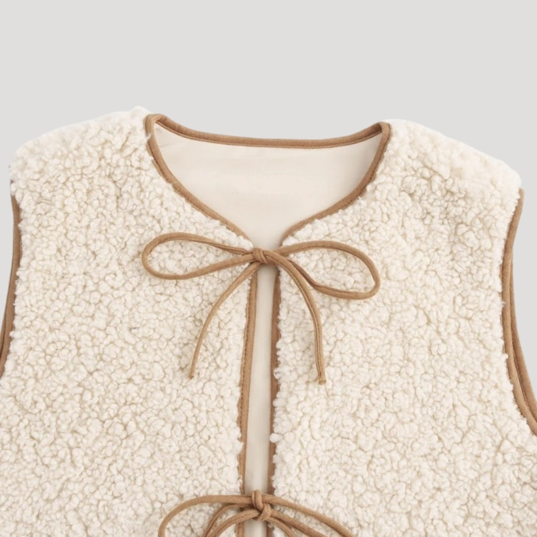 Sheryl | Women’s Sherpa Fleece Vest with Tie-Front