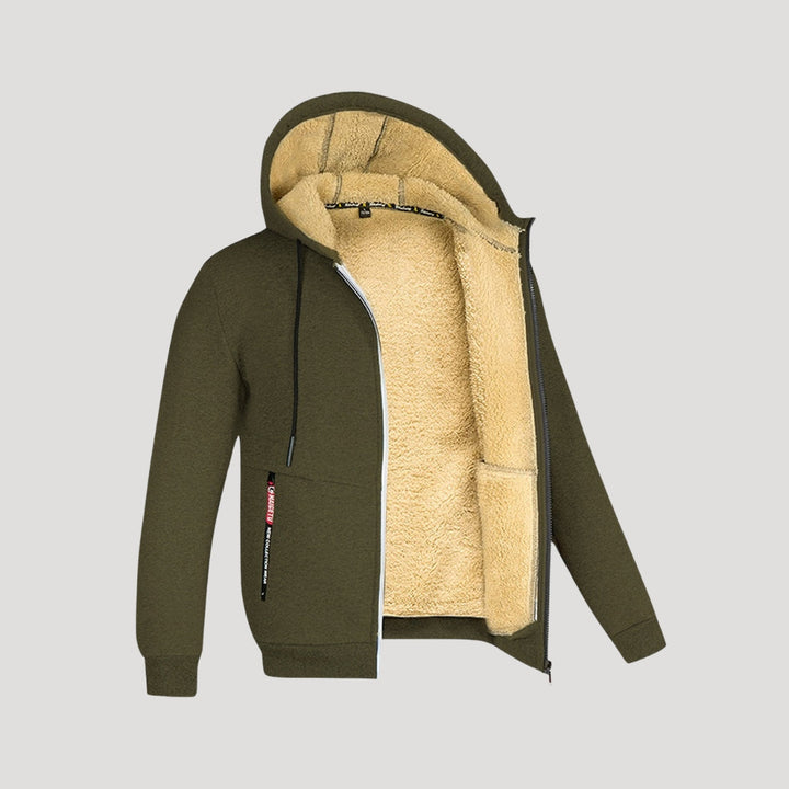 Nathan | Men's Fleece-Lined Zip-Up Hoodie with Zipper Pockets