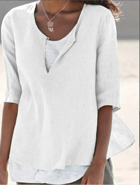 Brenda | Women's Half Sleeves Shirt with Half Open Front