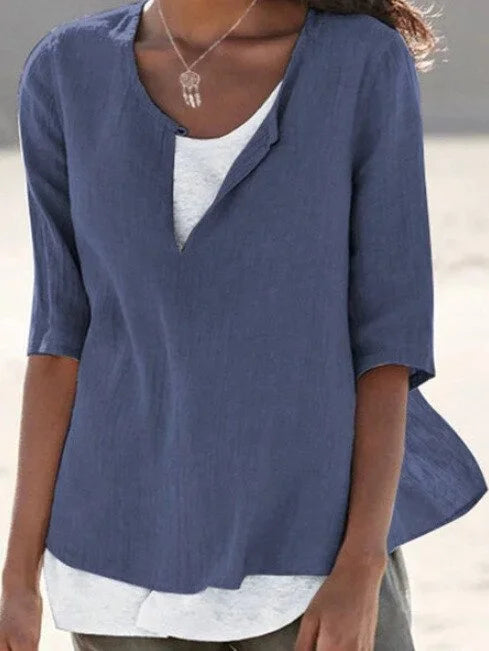 Brenda | Women's Half Sleeves Shirt with Half Open Front