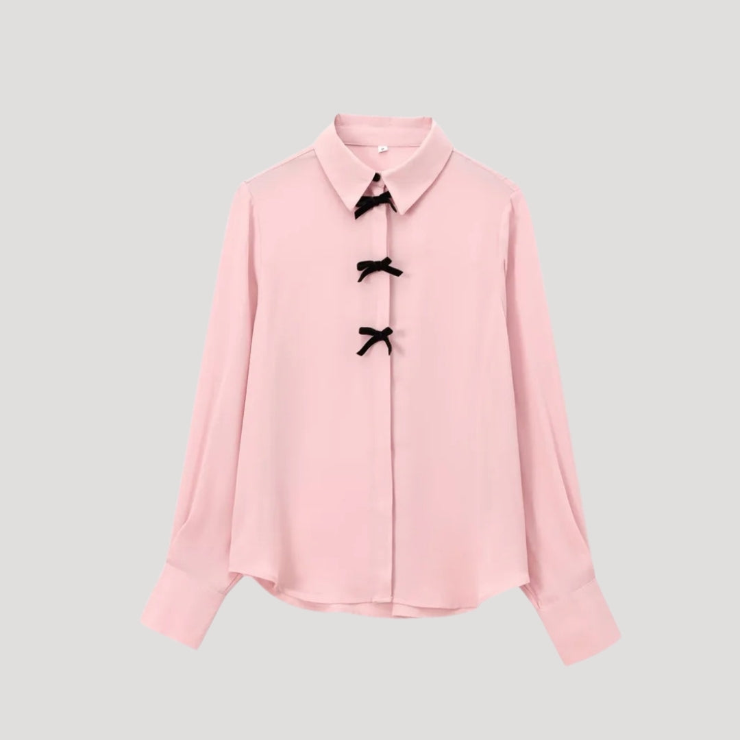 Elviane | Women’s Polka Dot Blouse with Bow Tie Neck