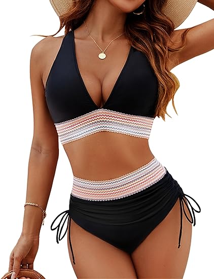 Dayana | Women’s High-Waist Bikini Set with Deep V-neck