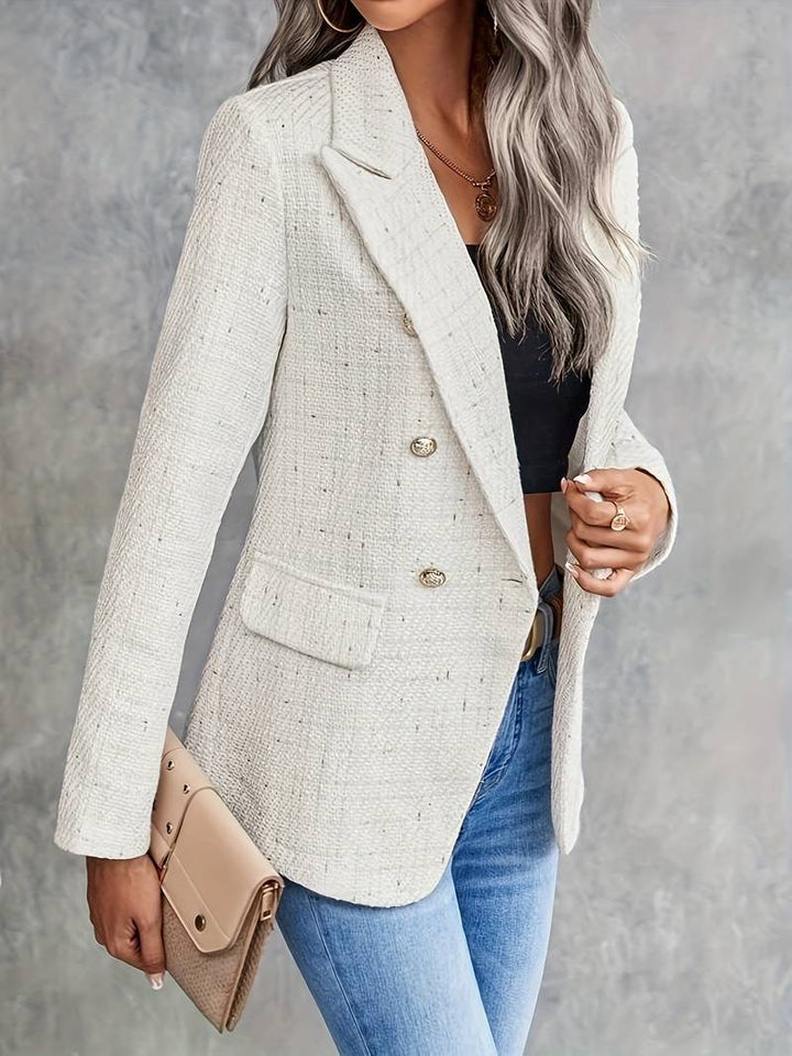 Brielle | Women's Tweed Double-Breasted Blazer with Gold Buttons