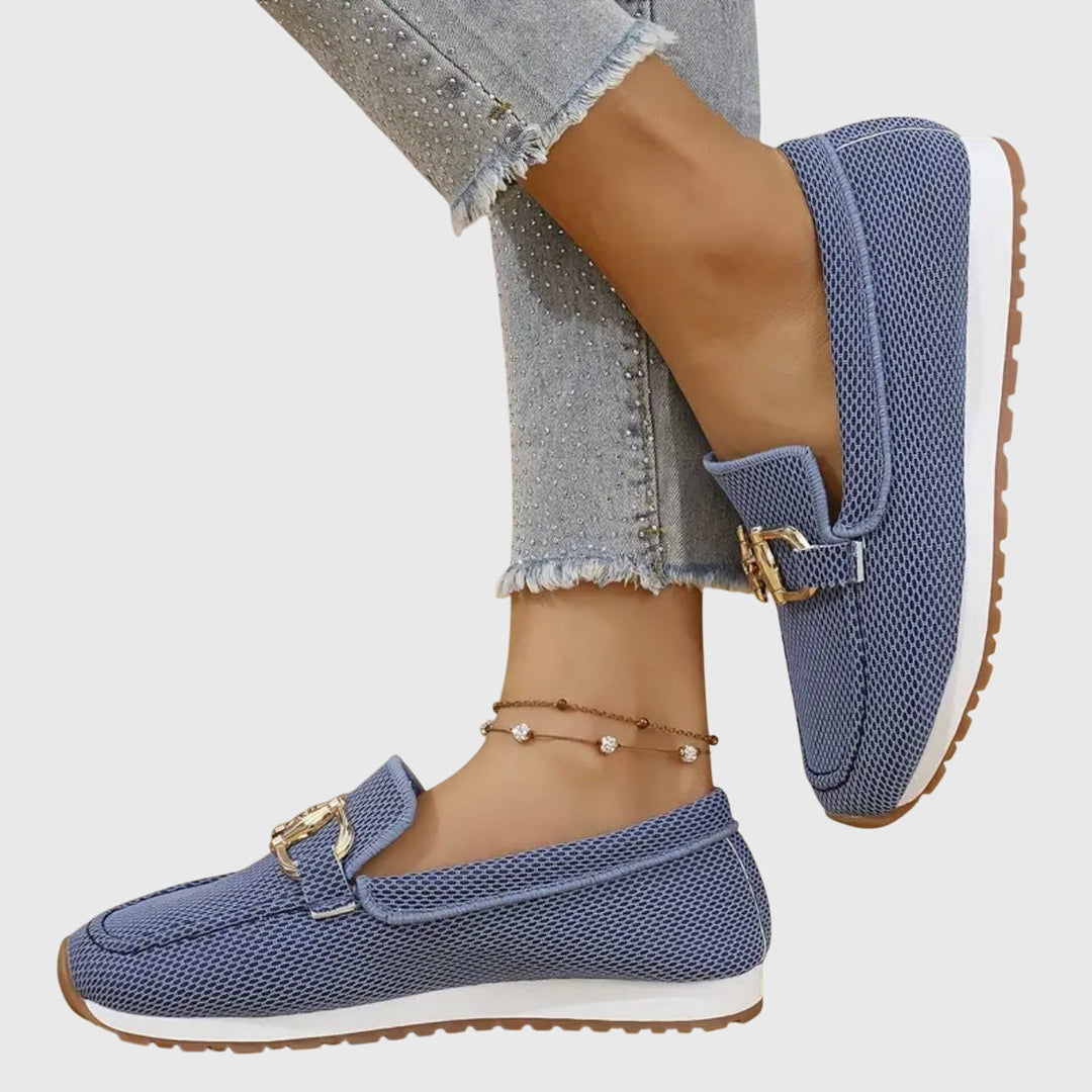 Emsley | Women's Knit Slip On Loafers with Gold Hardware
