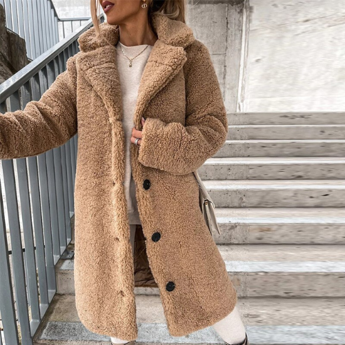 Caldria | Women's Soft Plush Winter Coat with Buttons