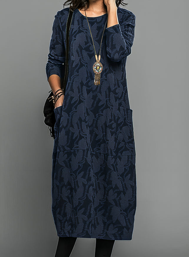 Danielle | Women’s Jacquard Winter Dress with Pockets