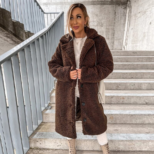 Caldria | Women's Soft Plush Winter Coat with Buttons