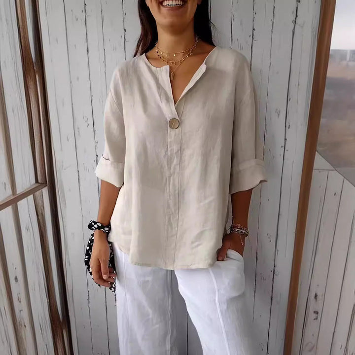 Gracey| Women’s One Button Blouse with Half Sleeves
