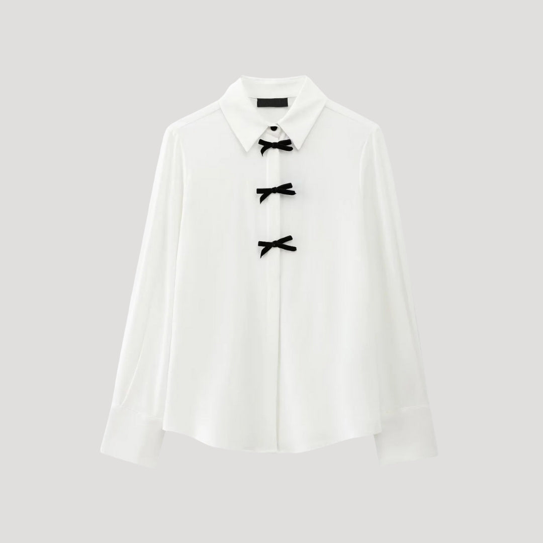 Elviane | Women’s Polka Dot Blouse with Bow Tie Neck
