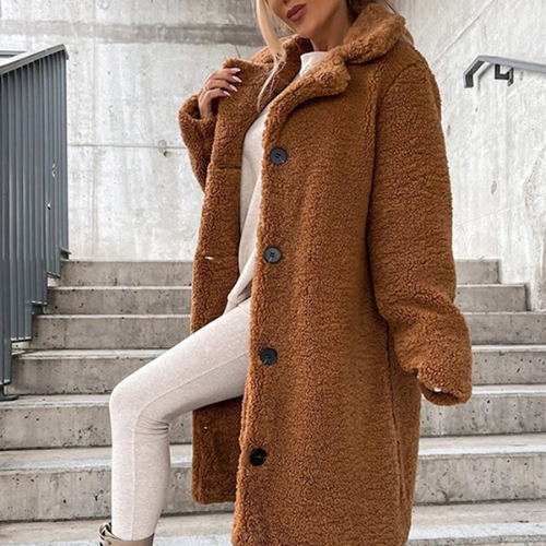 Caldria | Women's Soft Plush Winter Coat with Buttons