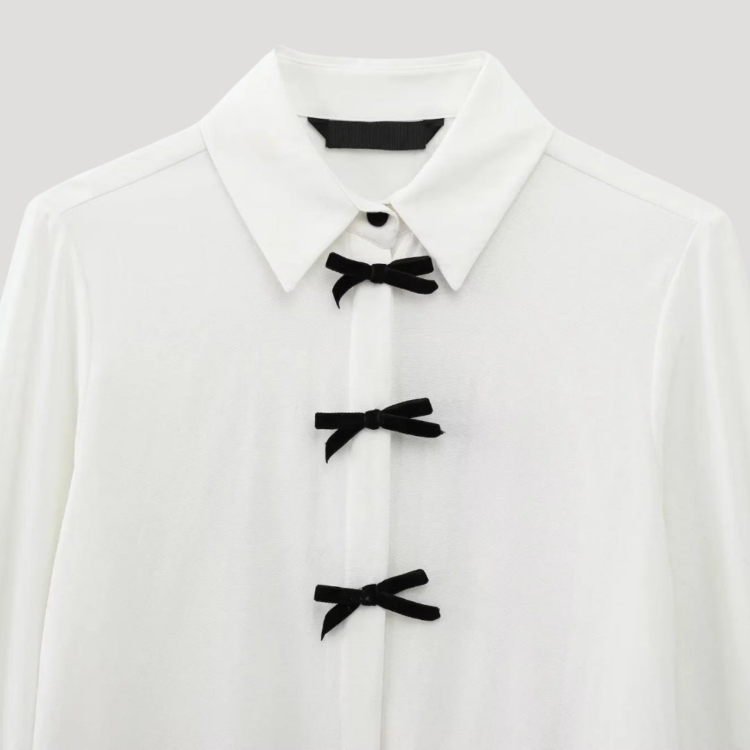 Elviane | Women’s Polka Dot Blouse with Bow Tie Neck