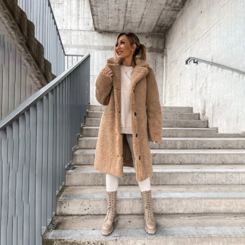 Caldria | Women's Soft Plush Winter Coat with Buttons