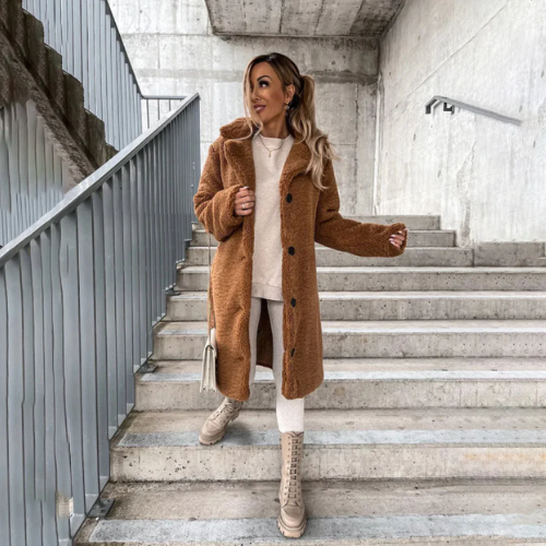 Caldria | Women's Soft Plush Winter Coat with Buttons