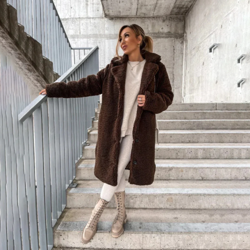 Caldria | Women's Soft Plush Winter Coat with Buttons