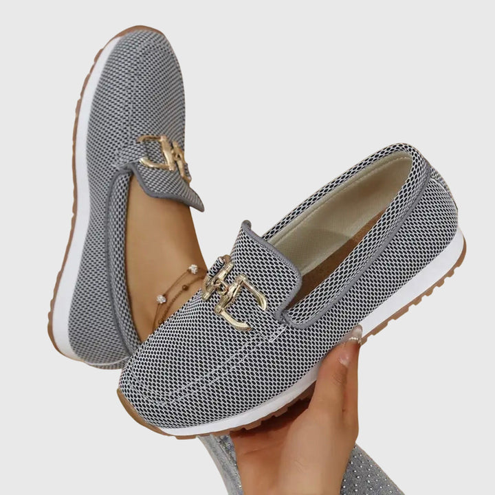 Emsley | Women's Knit Slip On Loafers with Gold Hardware