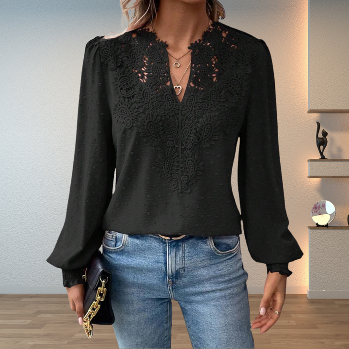 Corinne | Women's Puff Sleeve Lace Blouse with Long Sleeve