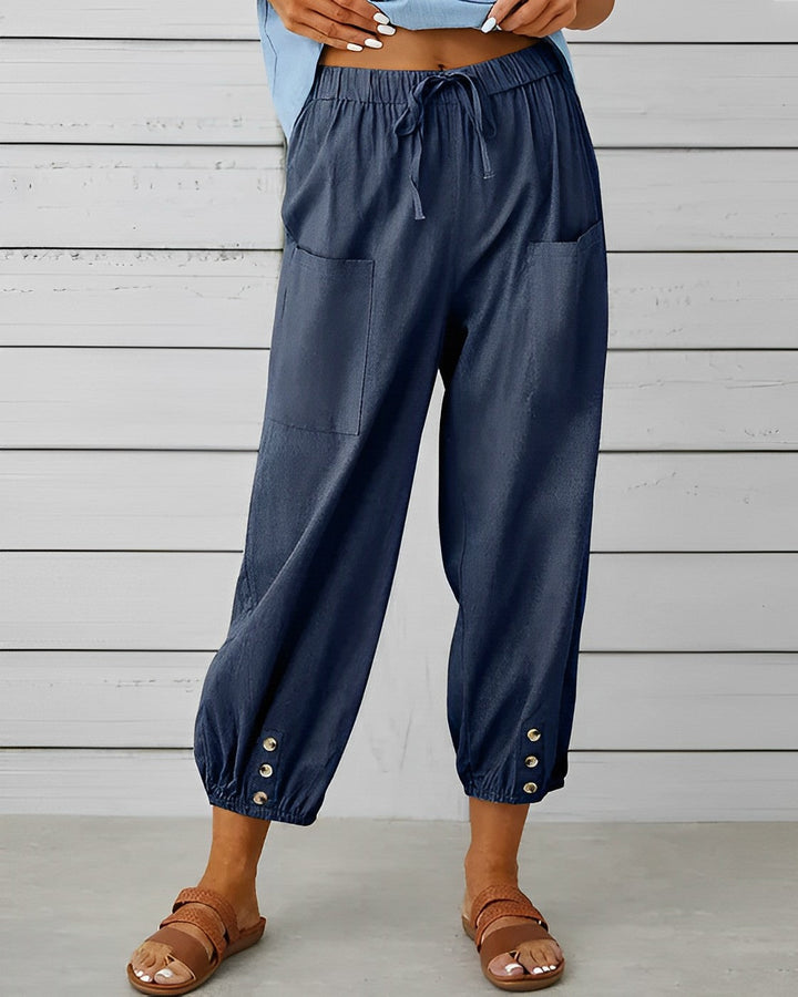 Nyra | Women’s High-Waisted Jogger Pants Pockets and Buttons