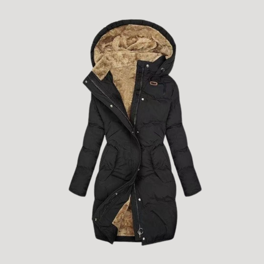 Ellen | Women’s Mid-Length Hooded Winter Jacket with Faux Fur