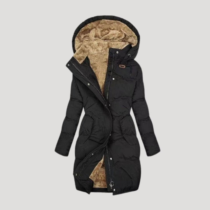 Ellen | Women’s Mid-Length Hooded Winter Jacket with Faux Fur