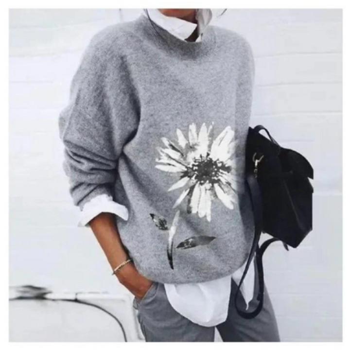 Florienne | Women’s Warm Fleece Sweater with Floral Pattern