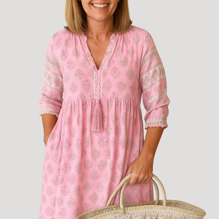 Alina | Women’s Boho Style Midi Dress with V-neck and Pockets