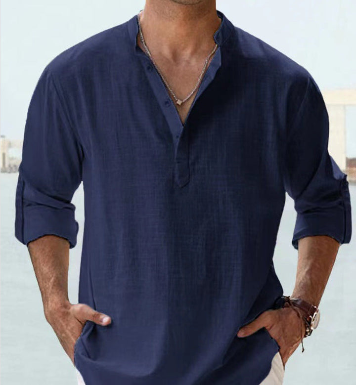 Edward | Men’s Casual Long Sleeve Shirt with Half Buttons