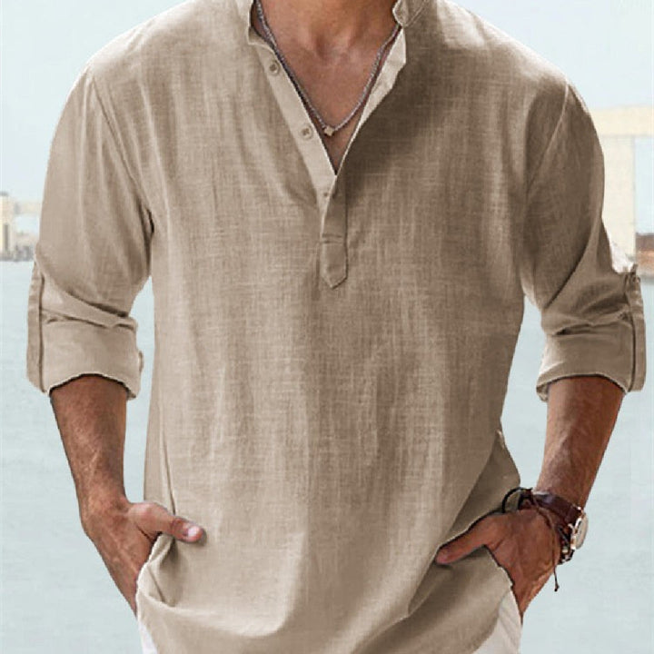 Edward | Men’s Casual Long Sleeve Shirt with Half Buttons