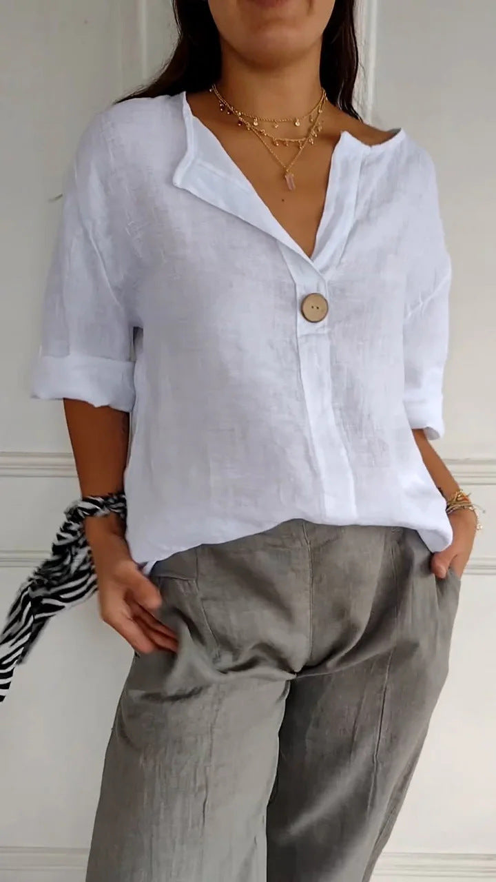 Gracey| Women’s One Button Blouse with Half Sleeves