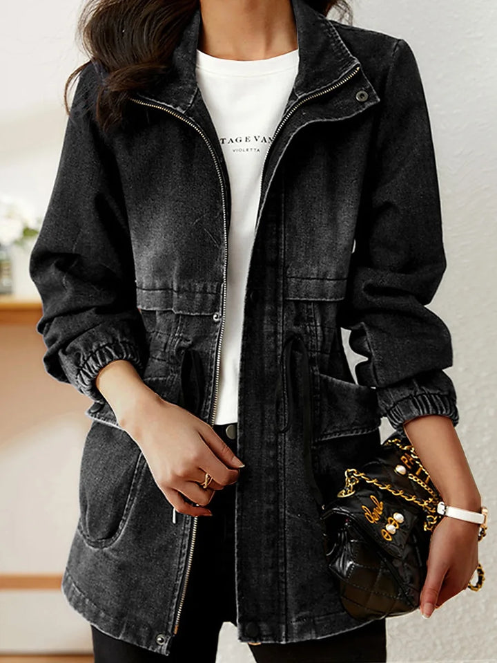 Denora | Women's Drawstring Denim Jacket with Elastic Waist and Cuff