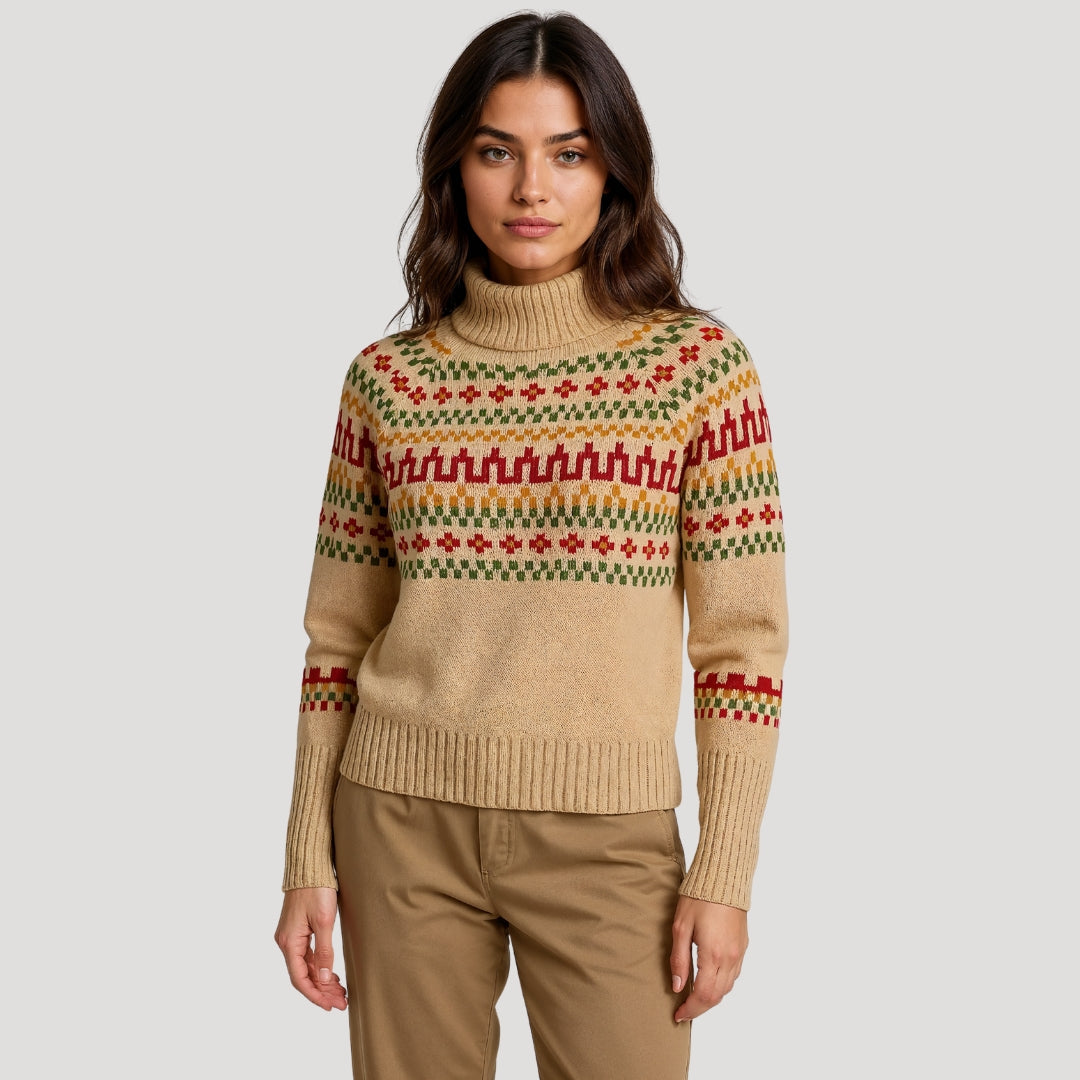 Amara | Women’s Fair Isle Oversized Knit Sweater with Turtleneck