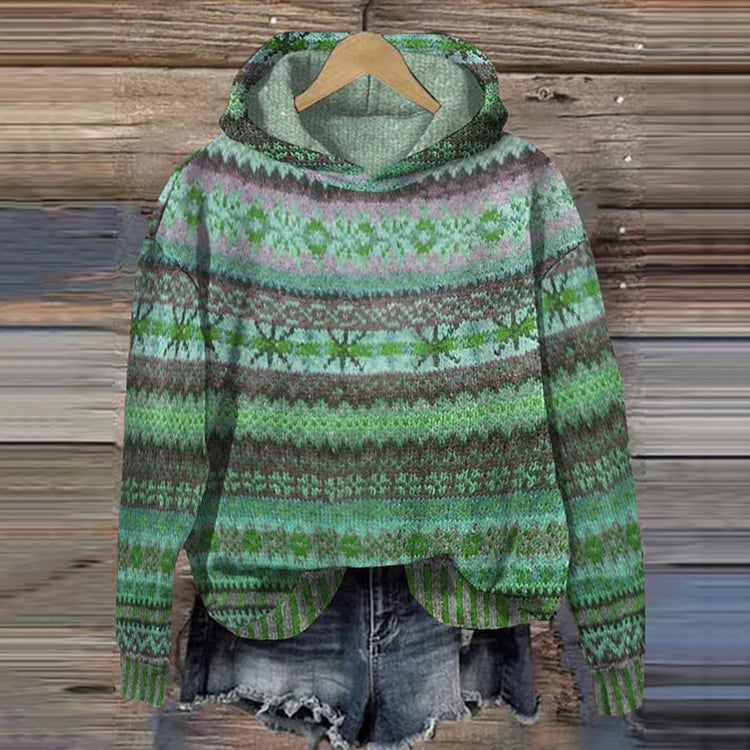 Sylvie | Women's Multicolor Hooded Sweater with Patterned Prints