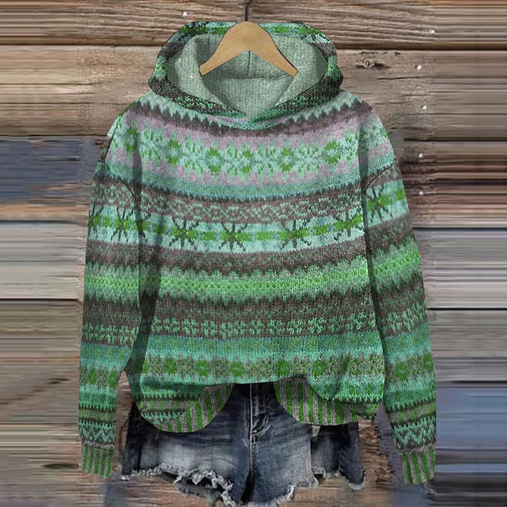 Sylvie | Women's Multicolor Hooded Sweater with Patterned Prints
