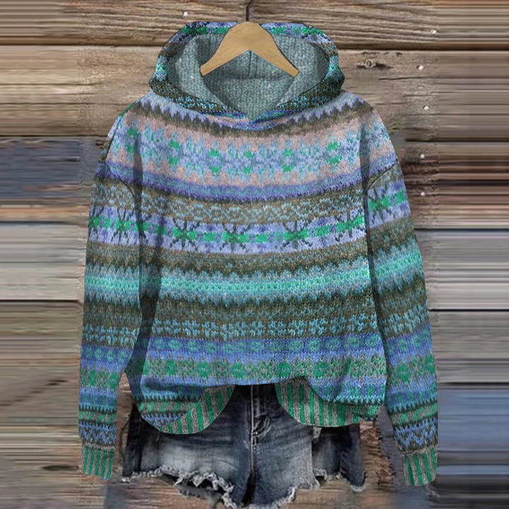 Sylvie | Women's Multicolor Hooded Sweater with Patterned Prints