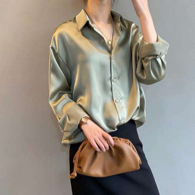 Livia | Women’s Elegant Satin Long Sleeves Blouse