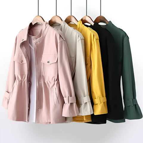 Delna | Women's Mid Length Coat with Elastic Waist