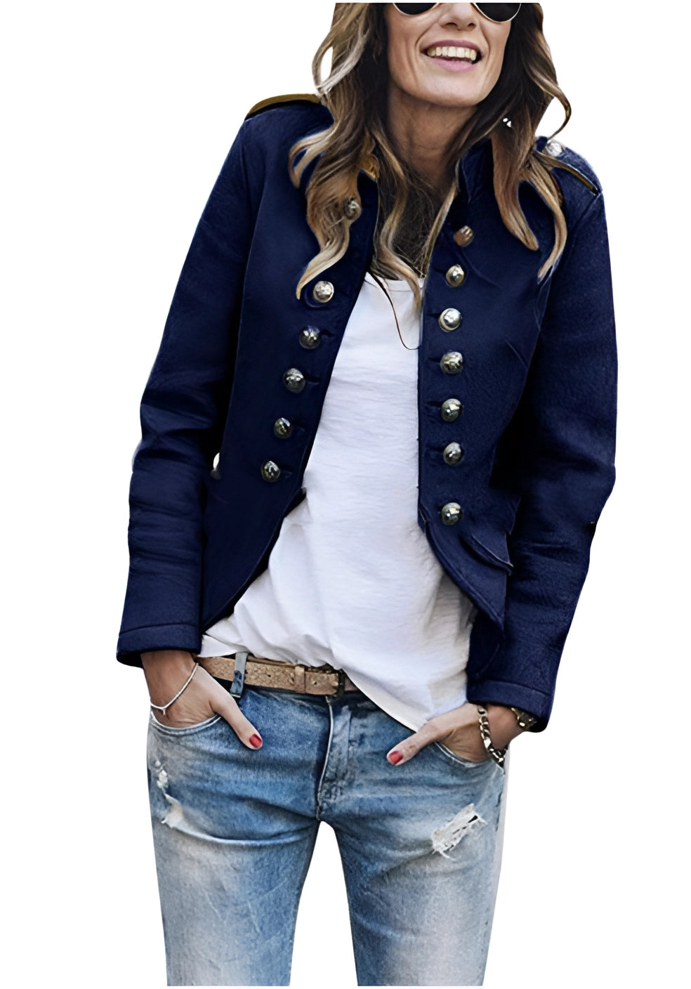 Valentina | Women's Double-Breasted Military Jacket with Silver Buttons
