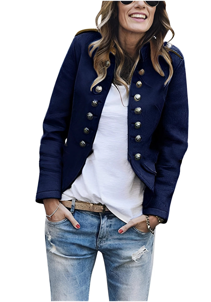 Valentina | Women's Double-Breasted Military Jacket with Silver Buttons