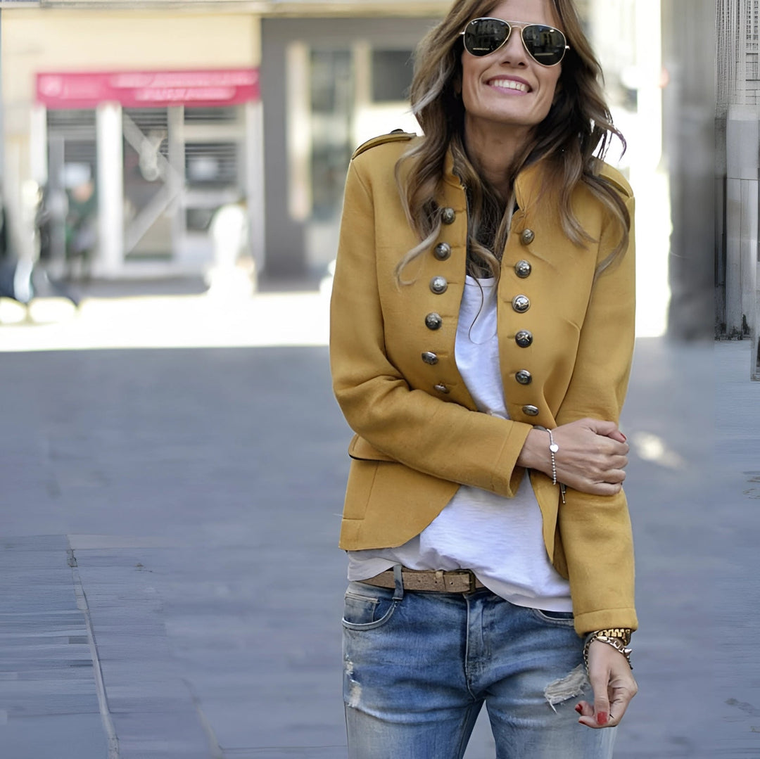 Valentina | Women's Double-Breasted Military Jacket with Silver Buttons