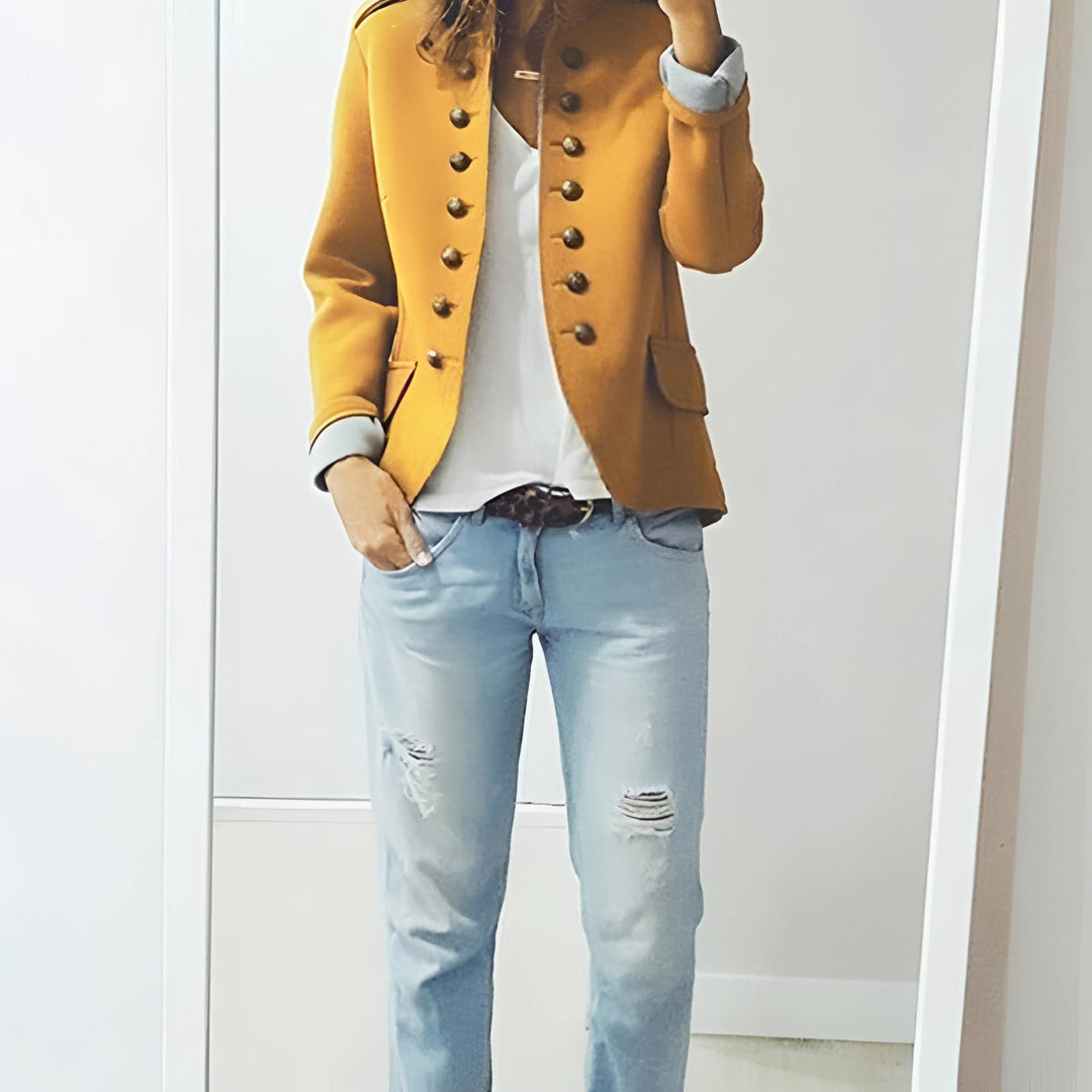Valentina | Women's Double-Breasted Military Jacket with Silver Buttons