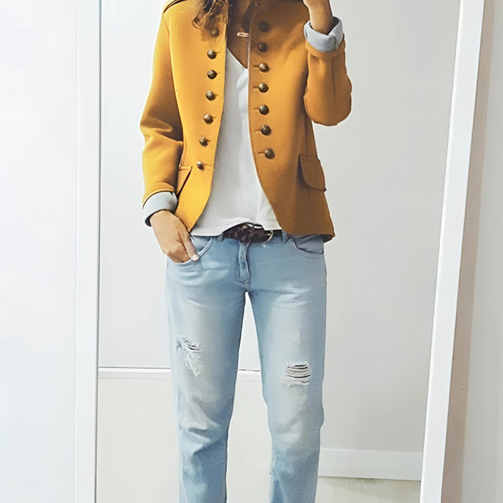 Valentina | Women's Double-Breasted Military Jacket with Silver Buttons