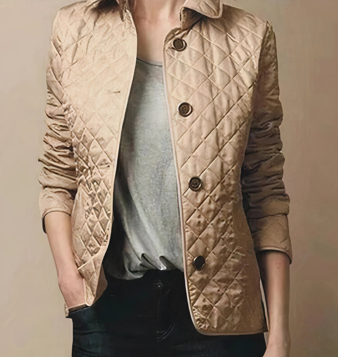 Crimsona | Women's Quilted Fitted Jacket with Buttons