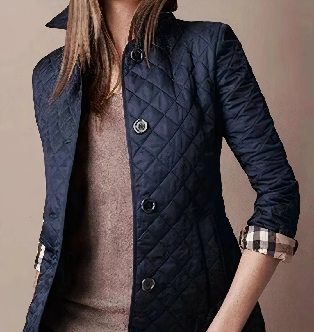 Crimsona | Women's Quilted Fitted Jacket with Buttons