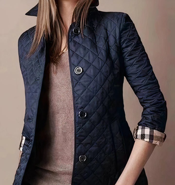 Crimsona | Women's Quilted Fitted Jacket with Buttons