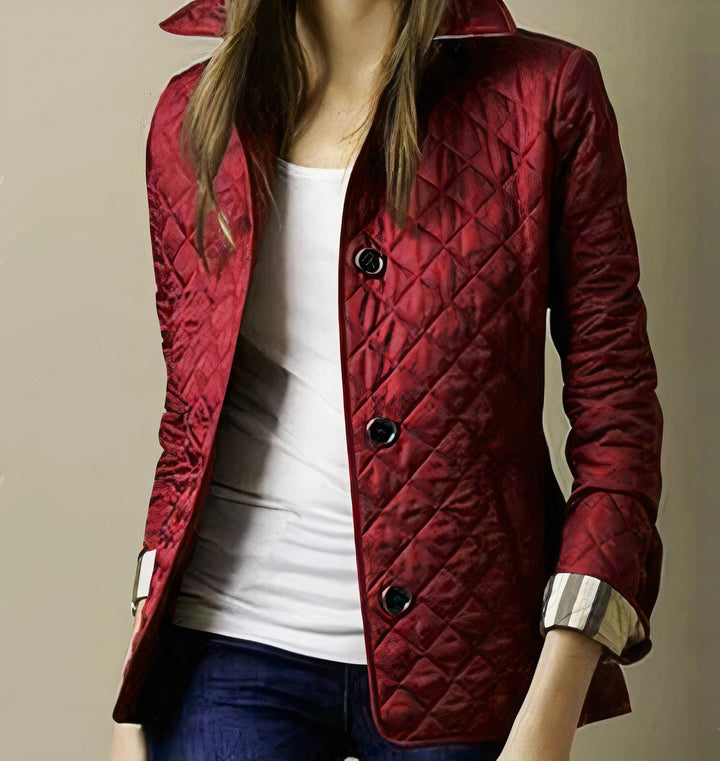 Crimsona | Women's Quilted Fitted Jacket with Buttons